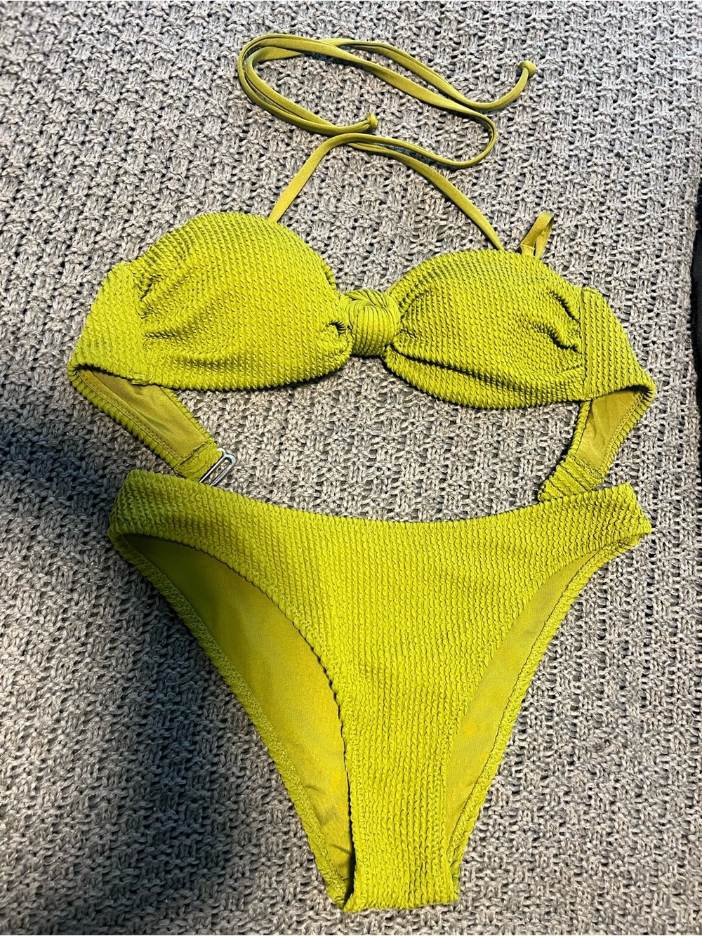 H&M Lime Green Textured Bikini Set
